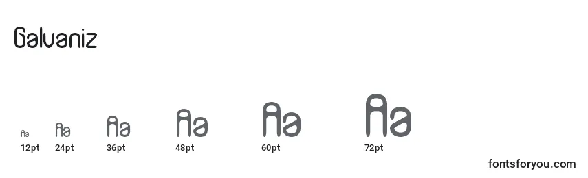 Размеры шрифта Galvaniz