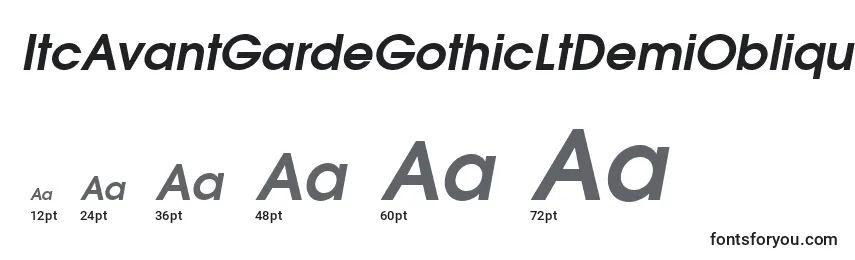 Размеры шрифта ItcAvantGardeGothicLtDemiOblique