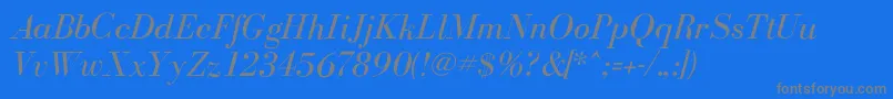 BodoniflfItalic-Schriftart – Graue Schriften auf blauem Hintergrund