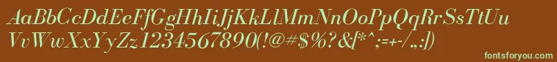 BodoniflfItalic-fontti – vihreät fontit ruskealla taustalla