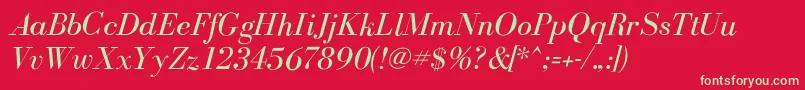 BodoniflfItalic Font – Green Fonts on Red Background