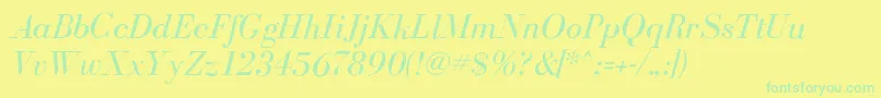 Police BodoniflfItalic – polices vertes sur fond jaune