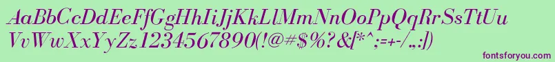 BodoniflfItalic Font – Purple Fonts on Green Background