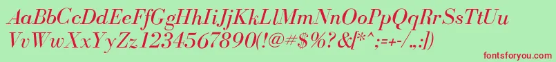 BodoniflfItalic Font – Red Fonts on Green Background