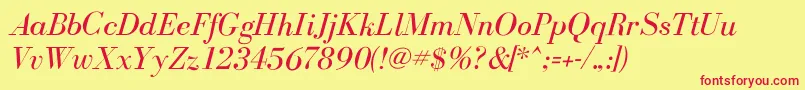 BodoniflfItalic Font – Red Fonts on Yellow Background
