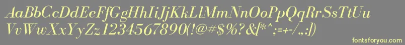 BodoniflfItalic-fontti – keltaiset fontit harmaalla taustalla