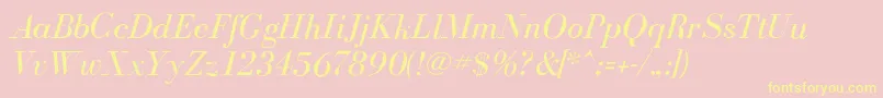 BodoniflfItalic-Schriftart – Gelbe Schriften auf rosa Hintergrund