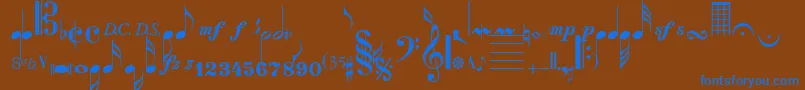 SaxNViolinsSsi-Schriftart – Blaue Schriften auf braunem Hintergrund