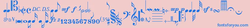SaxNViolinsSsi Font – Blue Fonts on Pink Background