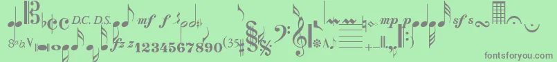 SaxNViolinsSsi Font – Gray Fonts on Green Background