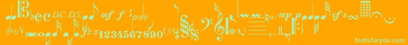 SaxNViolinsSsi Font – Green Fonts on Orange Background