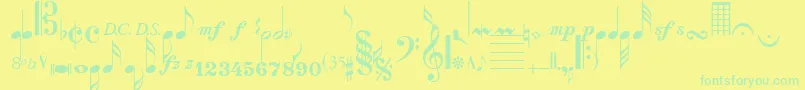 Czcionka SaxNViolinsSsi – zielone czcionki na żółtym tle