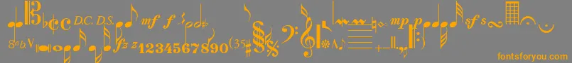 SaxNViolinsSsi Font – Orange Fonts on Gray Background