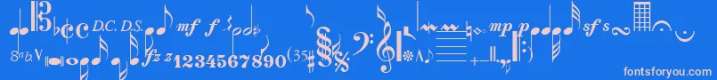 SaxNViolinsSsi Font – Pink Fonts on Blue Background