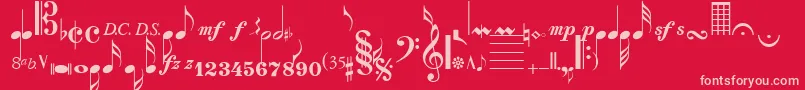 SaxNViolinsSsi Font – Pink Fonts on Red Background