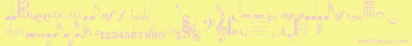 Czcionka SaxNViolinsSsi – różowe czcionki na żółtym tle