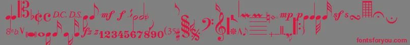 SaxNViolinsSsi Font – Red Fonts on Gray Background