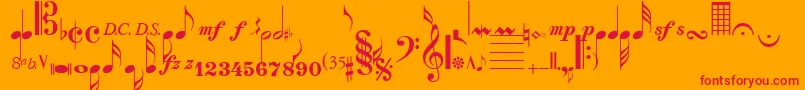 SaxNViolinsSsi Font – Red Fonts on Orange Background