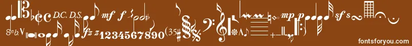 SaxNViolinsSsi Font – White Fonts on Brown Background