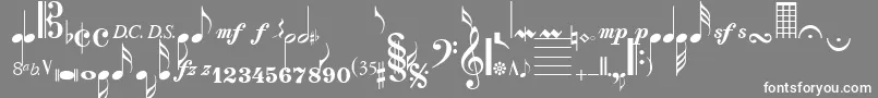 SaxNViolinsSsi Font – White Fonts on Gray Background