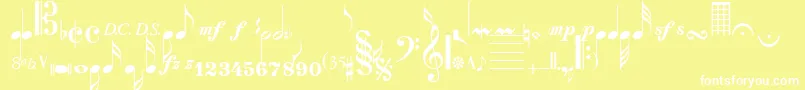 SaxNViolinsSsi Font – White Fonts on Yellow Background