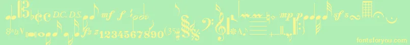 SaxNViolinsSsi Font – Yellow Fonts on Green Background
