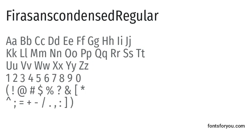 Czcionka FirasanscondensedRegular – alfabet, cyfry, specjalne znaki