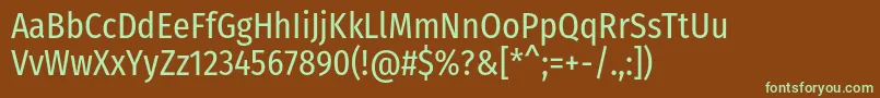 FirasanscondensedRegular-Schriftart – Grüne Schriften auf braunem Hintergrund