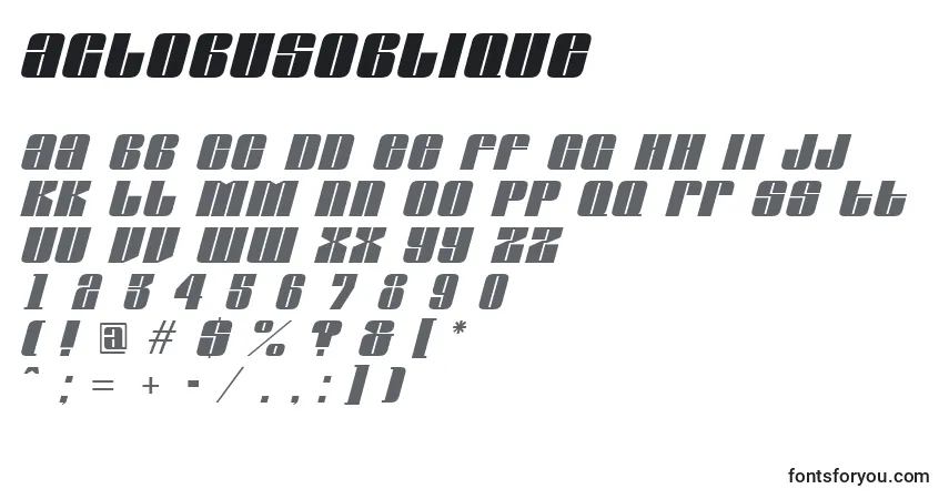 Шрифт AGlobusoblique – алфавит, цифры, специальные символы