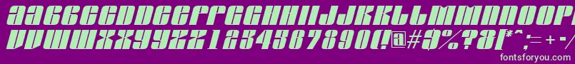 AGlobusoblique-Schriftart – Grüne Schriften auf violettem Hintergrund
