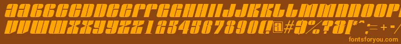 AGlobusoblique-Schriftart – Orangefarbene Schriften auf braunem Hintergrund