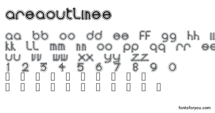 A fonte AreaOutlinee – alfabeto, números, caracteres especiais