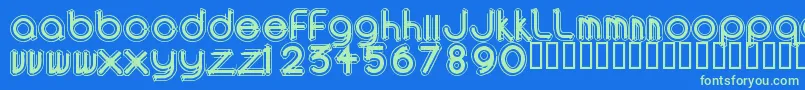 AreaOutlinee Font – Green Fonts on Blue Background