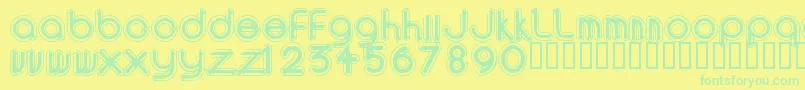 AreaOutlinee Font – Green Fonts on Yellow Background