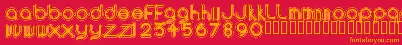 AreaOutlinee Font – Orange Fonts on Red Background