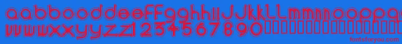 AreaOutlinee Font – Red Fonts on Blue Background