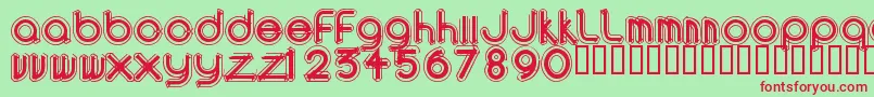 AreaOutlinee Font – Red Fonts on Green Background