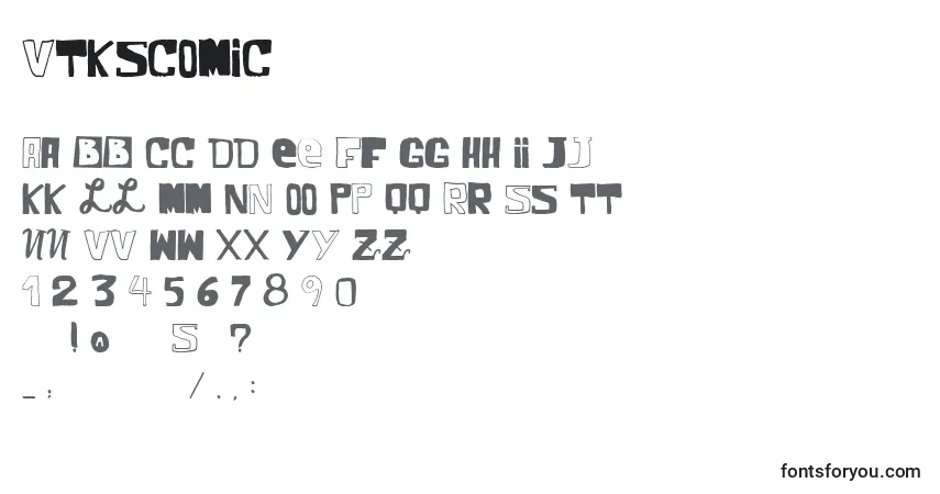 Czcionka VtksComic – alfabet, cyfry, specjalne znaki
