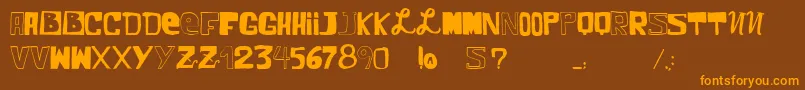VtksComic-Schriftart – Orangefarbene Schriften auf braunem Hintergrund
