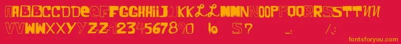 フォントVtksComic – 赤い背景にオレンジの文字