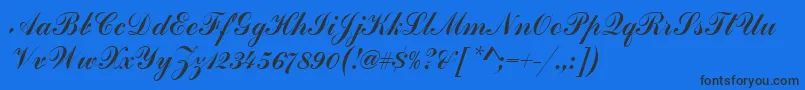 Fonte HandscriptSf – fontes pretas em um fundo azul