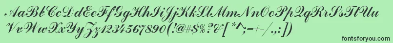 HandscriptSf-fontti – mustat fontit vihreällä taustalla