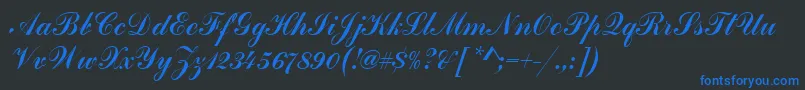 フォントHandscriptSf – 黒い背景に青い文字