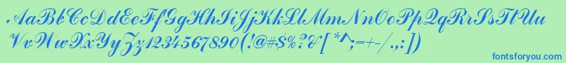 Шрифт HandscriptSf – синие шрифты на зелёном фоне