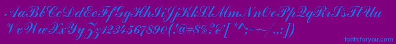 Czcionka HandscriptSf – niebieskie czcionki na fioletowym tle