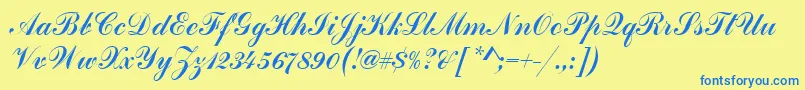 HandscriptSf Font – Blue Fonts on Yellow Background