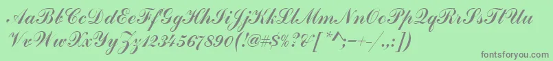HandscriptSf-fontti – harmaat kirjasimet vihreällä taustalla