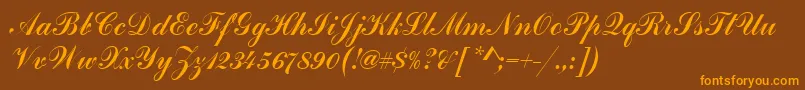 Czcionka HandscriptSf – pomarańczowe czcionki na brązowym tle