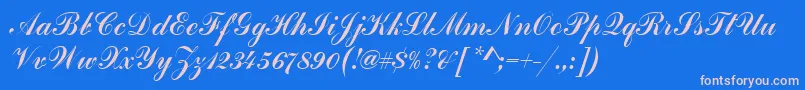 Czcionka HandscriptSf – różowe czcionki na niebieskim tle