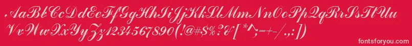 HandscriptSf-fontti – vaaleanpunaiset fontit punaisella taustalla